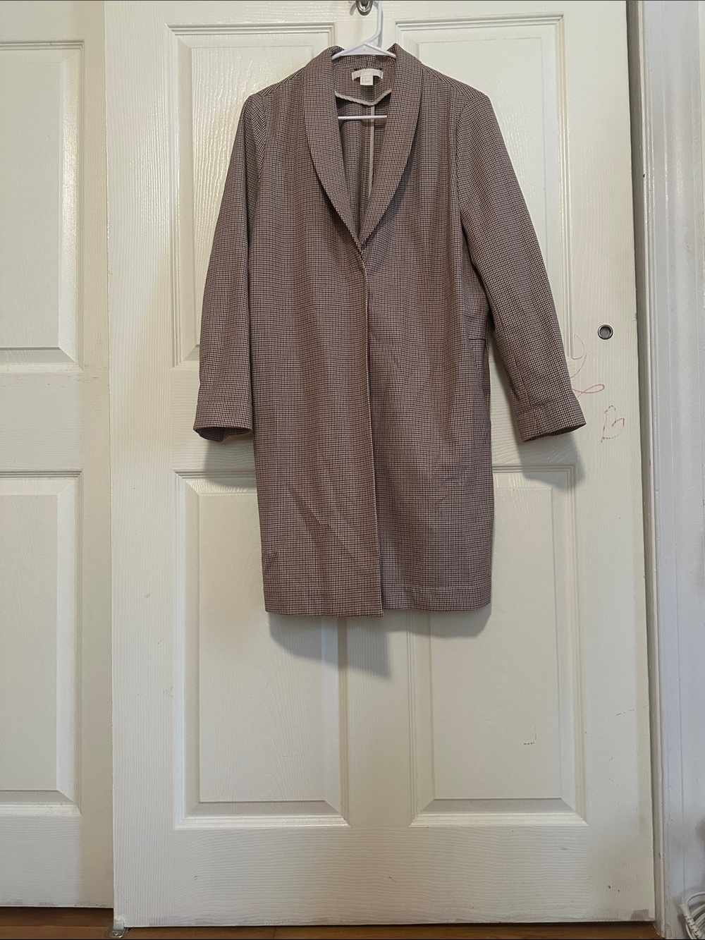 H&M Checked Long Blazer Jacket